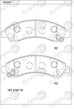 Asimco KD0204 - Brake Pad Set, disc brake autospares.lv