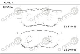 Asimco KD0203 - Brake Pad Set, disc brake autospares.lv