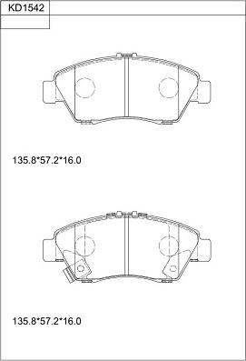 Asimco KD1542 - Brake Pad Set, disc brake autospares.lv