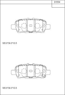 Asimco KD1554 - Brake Pad Set, disc brake autospares.lv