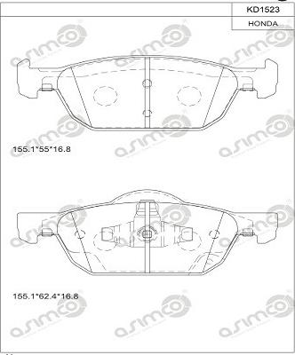 Asimco KD1523 - Brake Pad Set, disc brake autospares.lv