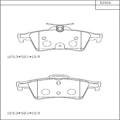 Asimco KD1016 - Brake Pad Set, disc brake autospares.lv