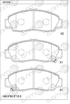 Asimco KD1036 - Brake Pad Set, disc brake autospares.lv