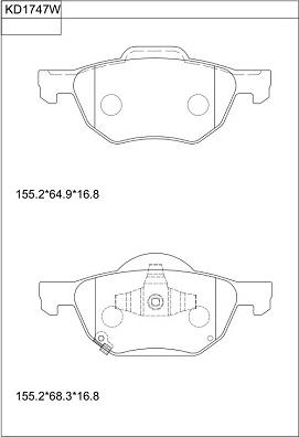 Asimco KD1747W - Brake Pad Set, disc brake autospares.lv