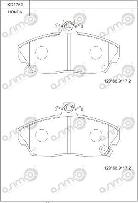 Asimco KD1752 - Brake Pad Set, disc brake autospares.lv