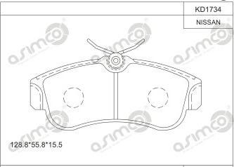 Asimco KD1734 - Brake Pad Set, disc brake autospares.lv