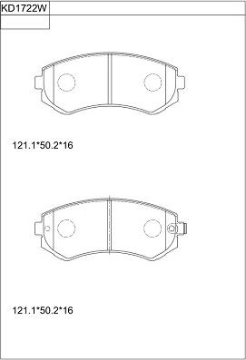 Asimco KD1722W - Brake Pad Set, disc brake autospares.lv