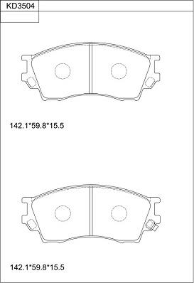 Asimco KD3504 - Brake Pad Set, disc brake autospares.lv