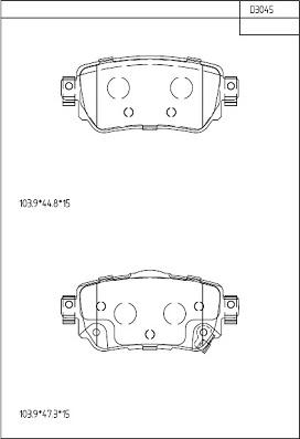 Asimco KD3045 - Brake Pad Set, disc brake autospares.lv