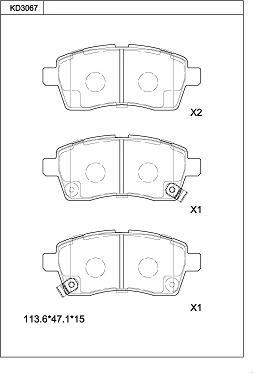 Asimco KD3067 - Brake Pad Set, disc brake autospares.lv