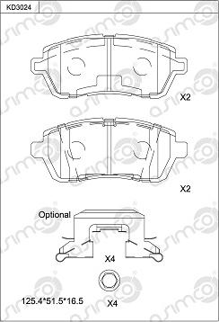 Asimco KD3024 - Brake Pad Set, disc brake autospares.lv