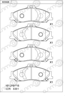 Asimco KD3026 - Brake Pad Set, disc brake autospares.lv