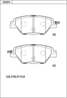 Asimco KD3074 - Brake Pad Set, disc brake autospares.lv