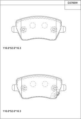 Asimco KD3766W - Brake Pad Set, disc brake autospares.lv