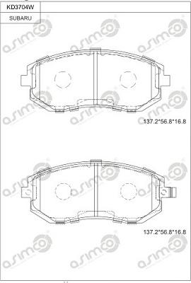 Asimco KD3704W - Brake Pad Set, disc brake autospares.lv