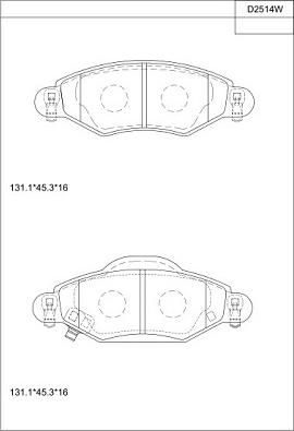Asimco KD2514W - Brake Pad Set, disc brake autospares.lv