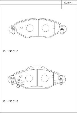 Asimco KD2514 - Brake Pad Set, disc brake autospares.lv