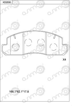 Asimco KD2530 - Brake Pad Set, disc brake autospares.lv