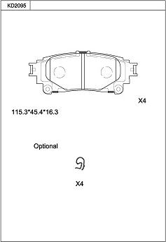 Asimco KD2095 - Brake Pad Set, disc brake autospares.lv