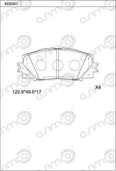 Asimco KD2041 - Brake Pad Set, disc brake autospares.lv