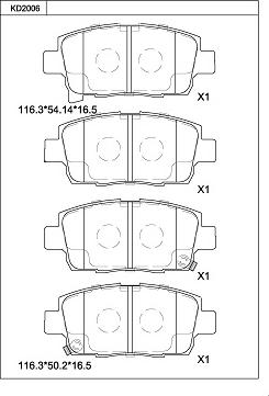 Asimco KD2006 - Brake Pad Set, disc brake autospares.lv