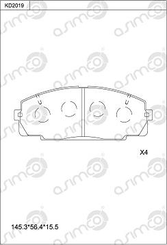 Asimco KD2019 - Brake Pad Set, disc brake autospares.lv