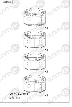 Asimco KD2081 - Brake Pad Set, disc brake autospares.lv