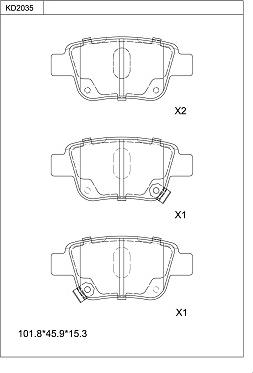 Asimco KD2035 - Brake Pad Set, disc brake autospares.lv