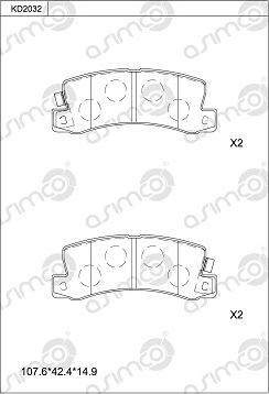 Asimco KD2032 - Brake Pad Set, disc brake autospares.lv