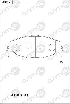 Asimco KD2020 - Brake Pad Set, disc brake autospares.lv