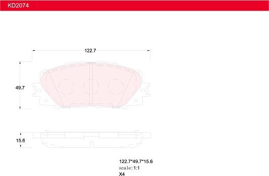 Asimco KD2074 - Brake Pad Set, disc brake autospares.lv