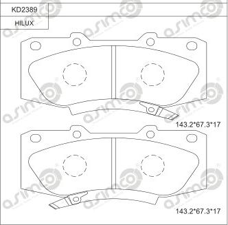 Asimco KD2389 - Brake Pad Set, disc brake autospares.lv