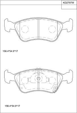 Asimco KD2797W - Brake Pad Set, disc brake autospares.lv