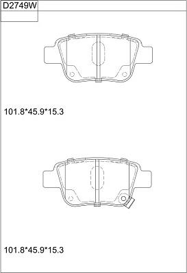 Asimco KD2749W - Brake Pad Set, disc brake autospares.lv