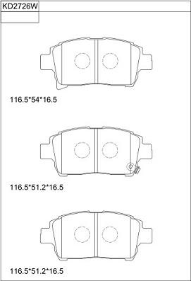 Asimco KD2726W - Brake Pad Set, disc brake autospares.lv