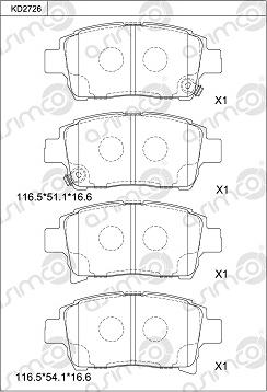 Asimco KD2726 - Brake Pad Set, disc brake autospares.lv