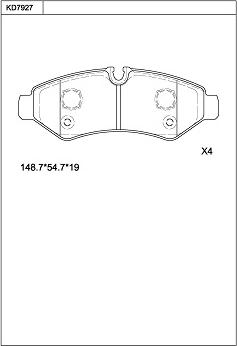 Asimco KD7927 - Brake Pad Set, disc brake autospares.lv