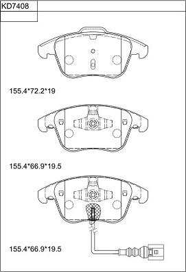 Asimco KD7408 - Brake Pad Set, disc brake autospares.lv