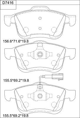 Asimco KD7416 - Brake Pad Set, disc brake autospares.lv