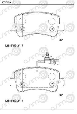 Asimco KD7429 - Brake Pad Set, disc brake autospares.lv