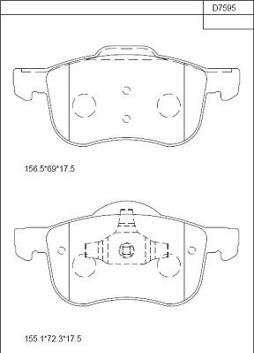 Asimco KD7595 - Brake Pad Set, disc brake autospares.lv