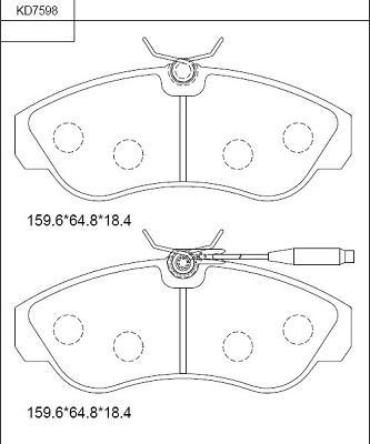 Asimco KD7598 - Brake Pad Set, disc brake autospares.lv