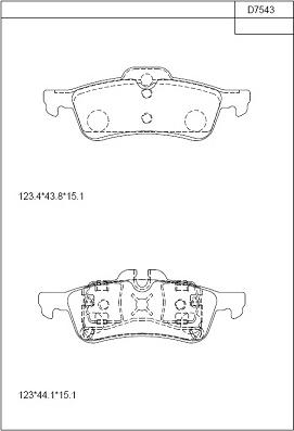 Asimco KD7543 - Brake Pad Set, disc brake autospares.lv