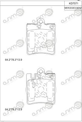 Asimco KD7571 - Brake Pad Set, disc brake autospares.lv