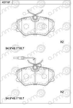 Asimco KD7197 - Brake Pad Set, disc brake autospares.lv