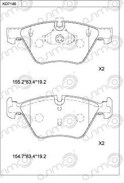 Asimco KD7146 - Brake Pad Set, disc brake autospares.lv