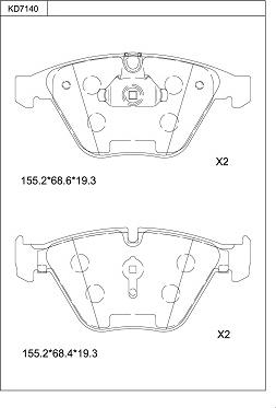 Asimco KD7140 - Brake Pad Set, disc brake autospares.lv