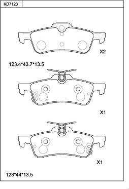 Asimco KD7123 - Brake Pad Set, disc brake autospares.lv