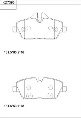 Asimco KD7395 - Brake Pad Set, disc brake autospares.lv