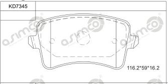 Asimco KD7345 - Brake Pad Set, disc brake autospares.lv